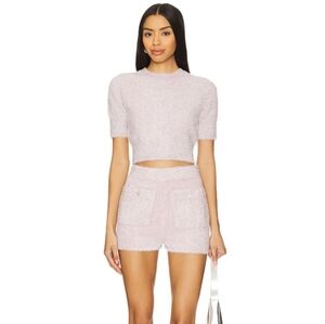 High Waist Fuzzy Knit Shorts in Pink - NWT